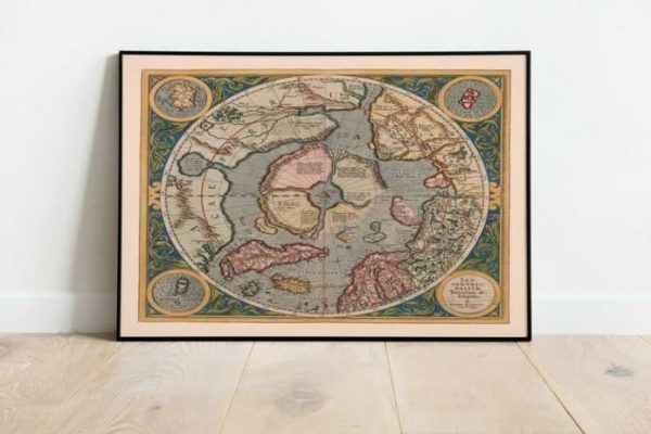 Vintage Wall Art | Map Of The Northern Polar Regions 1623, Gerardus Mercator, 24×32 inches Vintage Wall Art Vintage Wall Art