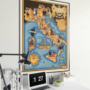 Vintage Wall Art | Map Of The Popular Italian Costumes, Vintage Italy Fashion Print, 12×16 inches Vintage Wall Art Vintage Wall Art