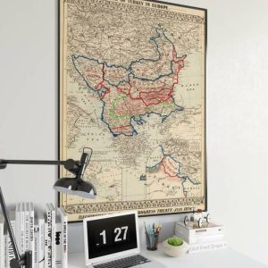 Vintage Wall Art | Map Of Turkey In Europe After Berlin Congress, Balkans Old Map, 16×22 inches Vintage Wall Art Vintage Wall Art