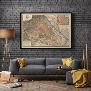 Vintage Wall Art | Map Of Wien 1895, Framed Art Print, 20×22 inches Vintage Wall Art Vintage Wall Art