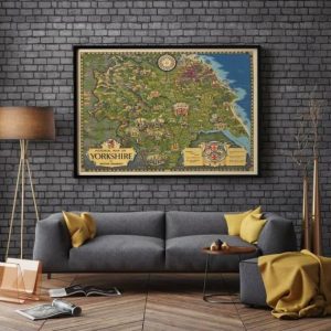 Vintage Wall Art | Map Of Yorkshire, Yorkshire Map Wall Art, 12×16 inches Vintage Wall Art Vintage Wall Art