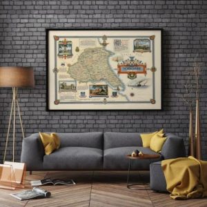 Vintage Wall Art | Map Of Yorkshire, Yorkshire Map Wall Art, 24×30 inches Vintage Wall Art Vintage Wall Art