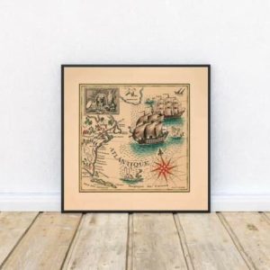 Vintage Wall Art | Marquis De Lafayette Poster Print, Map Prints Wall Art, 16×16 inches Vintage Wall Art Vintage Wall Art