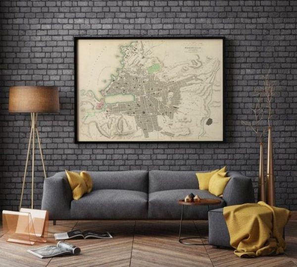 Vintage Wall Art | Marseille City Map Wall Print, 1836 Marseille Map, 28×36 inches Vintage Wall Art Vintage Wall Art