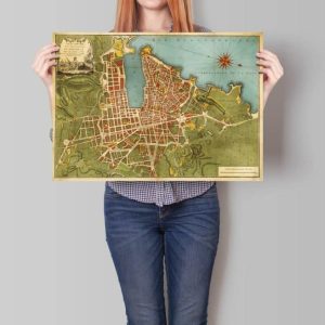 Vintage Wall Art | Marseille City Map Wall Print, Framed Map Wall Decor, 24×32 inches Vintage Wall Art Vintage Wall Art