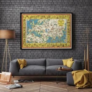 Vintage Wall Art | Medieval Map Of East And West 1925, Poster Print, 24×32 inches Vintage Wall Art Vintage Wall Art