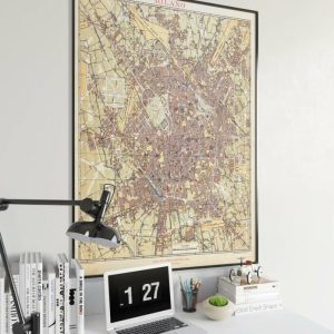 Vintage Wall Art | Milano City Map Wall Print, Framed Map Wall Decor, 24×24 inches Vintage Wall Art Vintage Wall Art