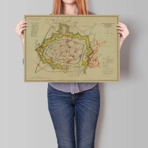 Vintage Wall Art | Montpellier City Map Wall Print, Framed Map Wall Decor, 32×40 inches Vintage Wall Art Vintage Wall Art