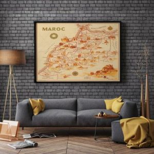 Vintage Wall Art | Morocco Map Print, Fine Art Prints, 32×36 inches Vintage Wall Art Vintage Wall Art