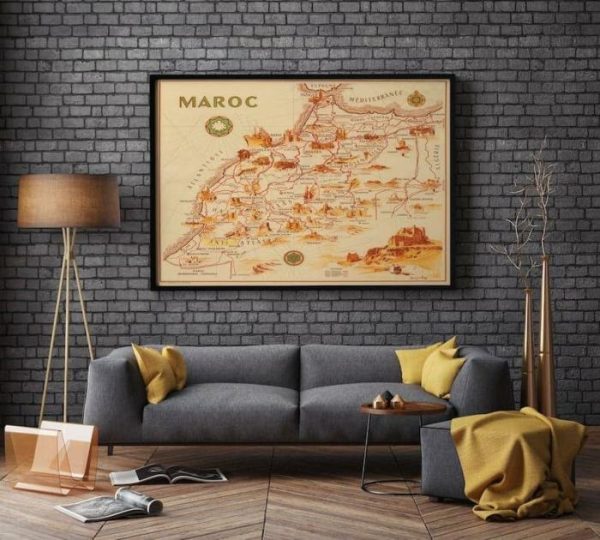 Vintage Wall Art | Morocco Map Print, Fine Art Prints, 32×36 inches Vintage Wall Art Vintage Wall Art