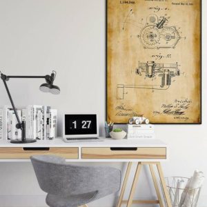 Vintage Wall Art | Motor Starter Patent Print, Framed Art Print, 16×22 inches Vintage Wall Art Vintage Wall Art