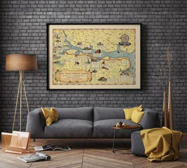 Vintage Wall Art | Mount Vernon Memorial Highway Map Print, George Washington’s Mount Vernon, 28×40 inches Vintage Wall Art Vintage Wall Art