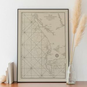 Vintage Wall Art | Nautical Chart Of Cape Of Good Hope 1752, Old Map Wall Decor, 24×32 inches Vintage Wall Art Vintage Wall Art