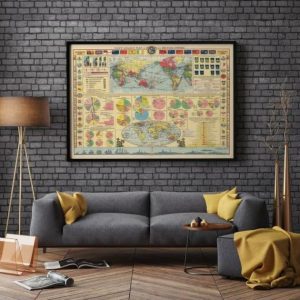 Vintage Wall Art | Navy League Map Of The British Empire, Chart Map, 28×36 inches Vintage Wall Art Vintage Wall Art