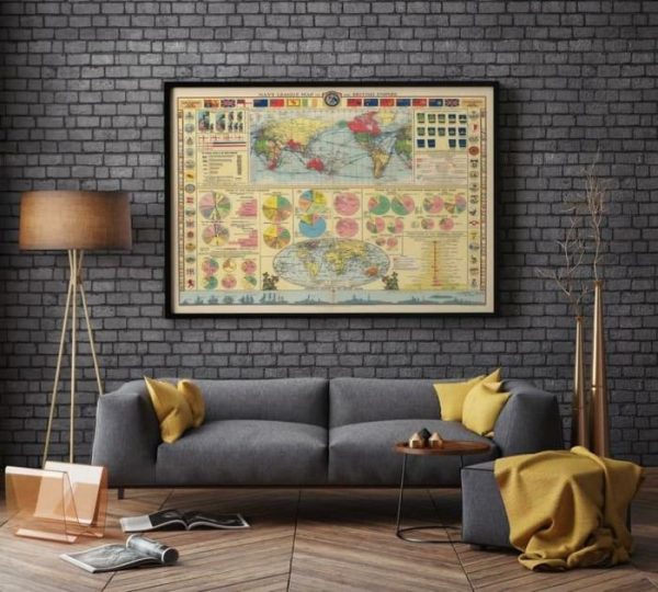 Vintage Wall Art | Navy League Map Of The British Empire, Chart Map, 28×36 inches Vintage Wall Art Vintage Wall Art