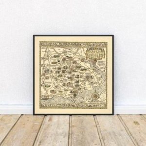 Vintage Wall Art | New Forest Map Print, Art History, 24×24 inches Vintage Wall Art Vintage Wall Art