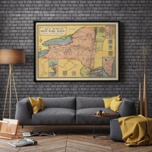 Vintage Wall Art | New York Map Print, Art History, 12×16 inches Vintage Wall Art Vintage Wall Art