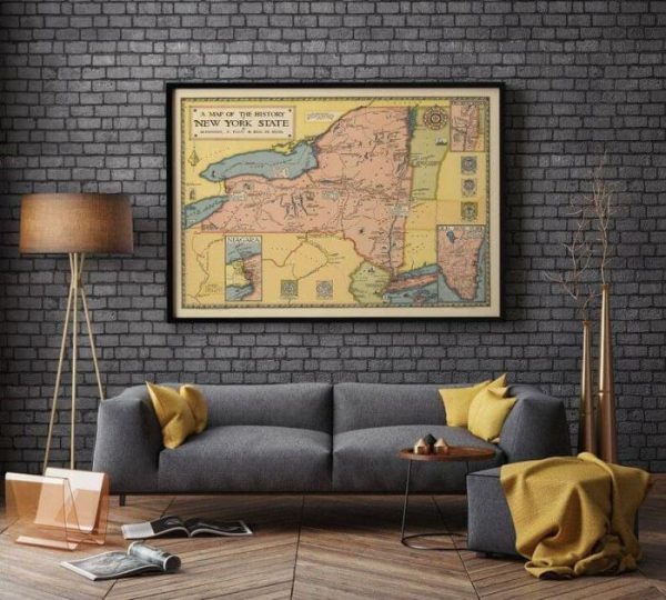 Vintage Wall Art | New York Map Print, Art History, 12×16 inches Vintage Wall Art Vintage Wall Art