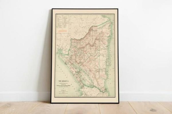 Vintage Wall Art | Nicaragua Map Print, Art History, 20×20 inches Vintage Wall Art Vintage Wall Art