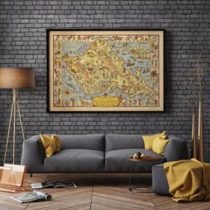 Vintage Wall Art | Oahu Island Map Print, Art History, 32×40 inches Vintage Wall Art Vintage Wall Art