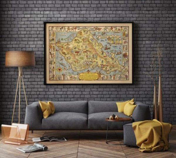 Vintage Wall Art | Oahu Island Map Print, Art History, 32×40 inches Vintage Wall Art Vintage Wall Art