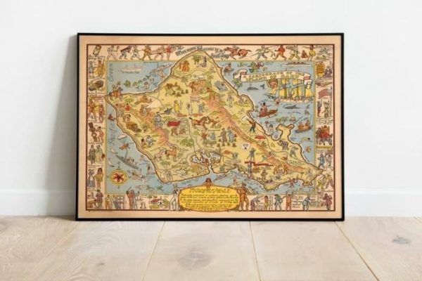 Vintage Wall Art | Oahu Island Map Print, Art History, 32×40 inches Vintage Wall Art Vintage Wall Art