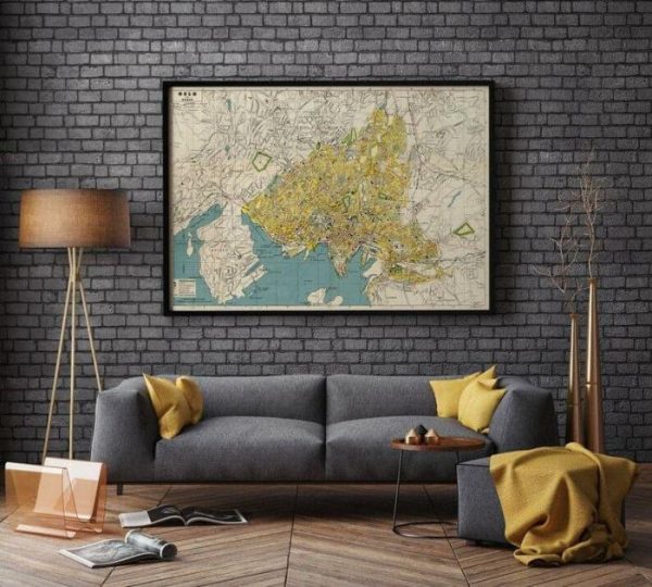 Vintage Wall Art | Oslo City Map Wall Print, 1947 Oslo City Plan Map, 14×20 inches Vintage Wall Art Vintage Wall Art