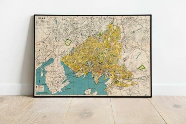 Vintage Wall Art | Oslo City Map Wall Print, 1947 Oslo City Plan Map, 14×20 inches Vintage Wall Art Vintage Wall Art