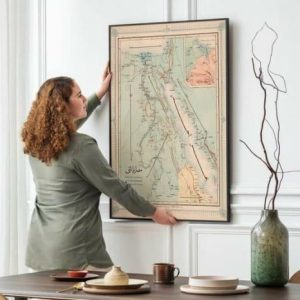 Vintage Wall Art | Ottoman Map Of Egypt 1868, Old Map Wall Decor, 24×32 inches Vintage Wall Art Vintage Wall Art