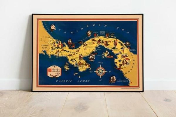 Vintage Wall Art | Panama Historical Map Print, Panama Old Map Poster, 12×16 inches Vintage Wall Art Vintage Wall Art