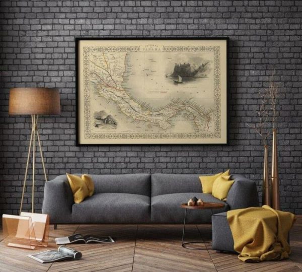 Vintage Wall Art | Panama Map Poster, Vintage Map Panama, 12×16 inches Vintage Wall Art Vintage Wall Art