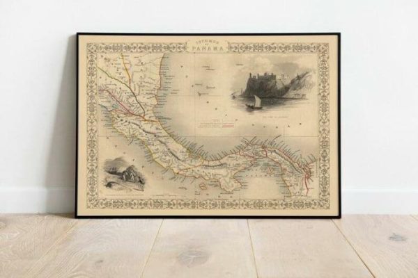 Vintage Wall Art | Panama Map Poster, Vintage Map Panama, 12×16 inches Vintage Wall Art Vintage Wall Art