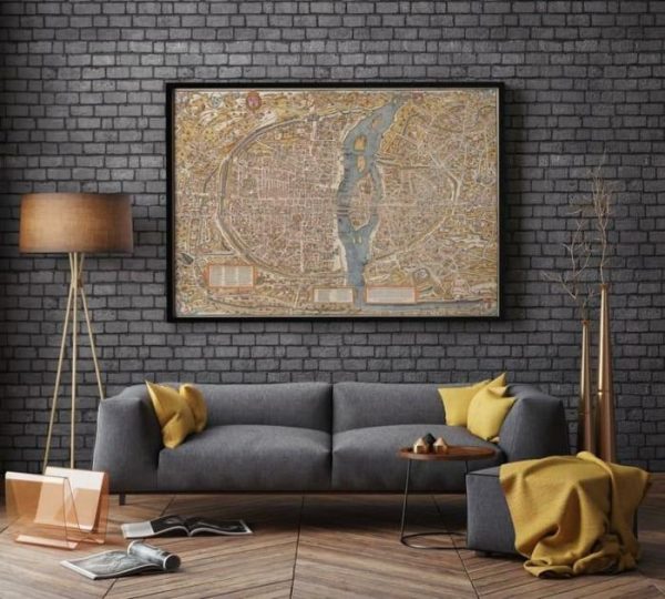 Vintage Wall Art | Paris City Map Wall Print, 1550 Paris City Plan Map, 20×28 inches Vintage Wall Art Vintage Wall Art