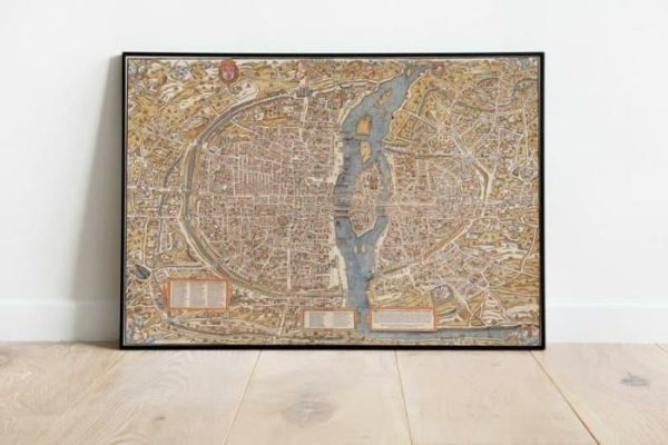 Vintage Wall Art | Paris City Map Wall Print, 1550 Paris City Plan Map, 20×28 inches Vintage Wall Art Vintage Wall Art