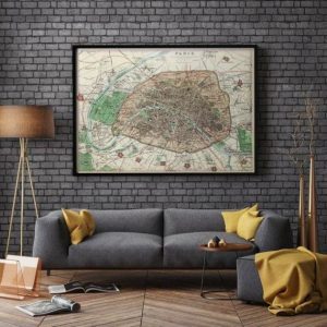 Vintage Wall Art | Paris City Map Wall Print, 1872 Paris City Plan Map, 12×16 inches Vintage Wall Art Vintage Wall Art