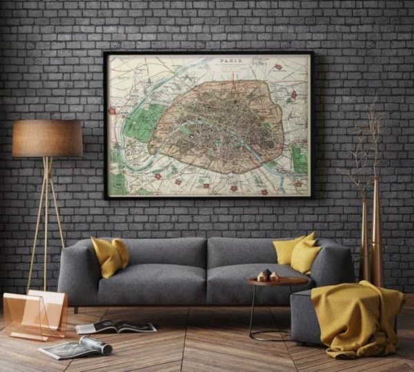 Vintage Wall Art | Paris City Map Wall Print, 1872 Paris City Plan Map, 12×16 inches Vintage Wall Art Vintage Wall Art