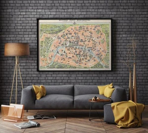 Vintage Wall Art | Paris City Map Wall Print, 1900 Paris City Plan Map, 12×16 inches Vintage Wall Art Vintage Wall Art