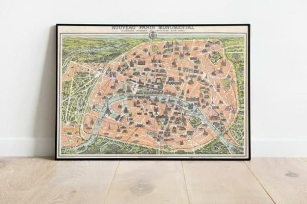 Vintage Wall Art | Paris City Map Wall Print, 1900 Paris City Plan Map, 12×16 inches Vintage Wall Art Vintage Wall Art