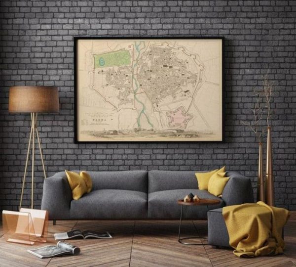 Vintage Wall Art | Parma City Map Wall Print, 1836 Parma Map, 24×28 inches Vintage Wall Art Vintage Wall Art