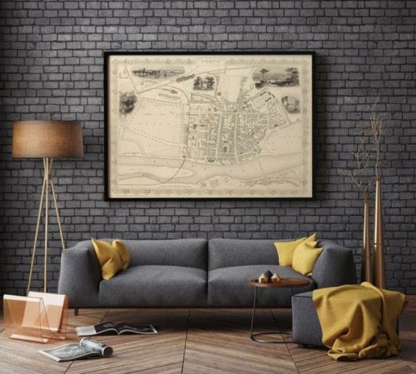 Vintage Wall Art | Perth Map Print, Fine Art Prints, 12×16 inches Vintage Wall Art Vintage Wall Art