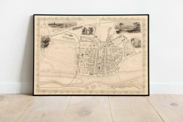 Vintage Wall Art | Perth Map Print, Fine Art Prints, 12×16 inches Vintage Wall Art Vintage Wall Art