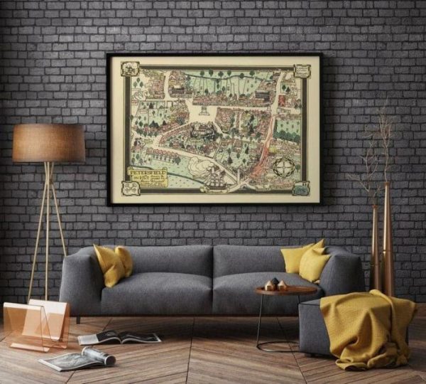 Vintage Wall Art | Petersfield Map Print, Canvas Print Wall Art, 20×22 inches Vintage Wall Art Vintage Wall Art