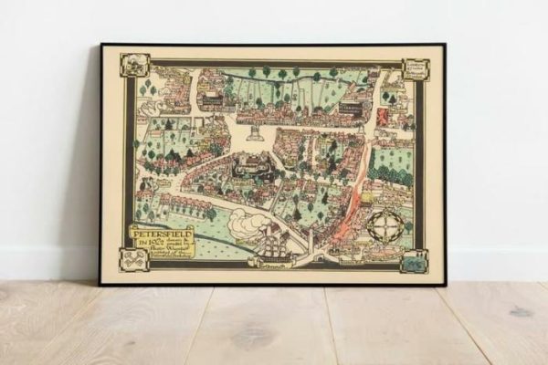 Vintage Wall Art | Petersfield Map Print, Canvas Print Wall Art, 20×22 inches Vintage Wall Art Vintage Wall Art