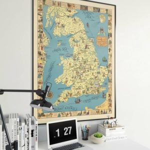 Vintage Wall Art | Pictorial Chart Of English Literature, Vintage Map Of England, 24×30 inches Vintage Wall Art Vintage Wall Art