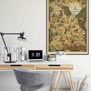 Vintage Wall Art | Pictorial Map Of American Occupation Areas In Germany After World War 2, Ww2 Germany Wall Art Print, 24×28 inches Vintage Wall Art Vintage Wall Art