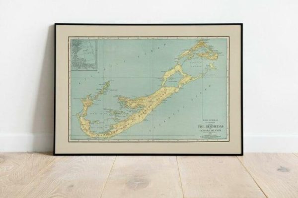 Vintage Wall Art | Pictorial Map Of Bermuda, Bermuda Map Wall Art, 16×20 inches Vintage Wall Art Vintage Wall Art