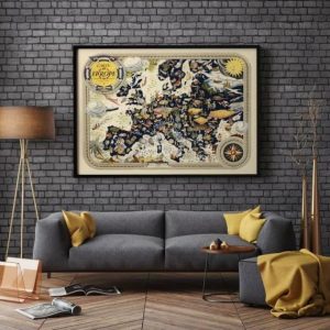 Vintage Wall Art | Pictorial Map Of Europe, Wall Art Print, 28×40 inches Vintage Wall Art Vintage Wall Art