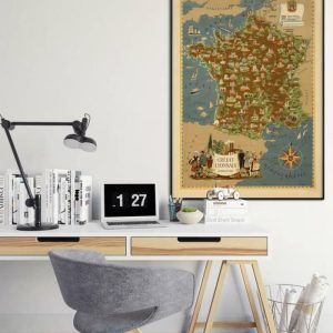 Vintage Wall Art | Pictorial Map Of France, Wall Art Print, 12×16 inches Vintage Wall Art Vintage Wall Art