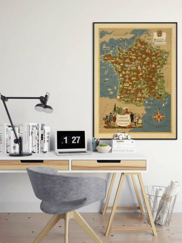 Vintage Wall Art | Pictorial Map Of France, Wall Art Print, 12×16 inches Vintage Wall Art Vintage Wall Art