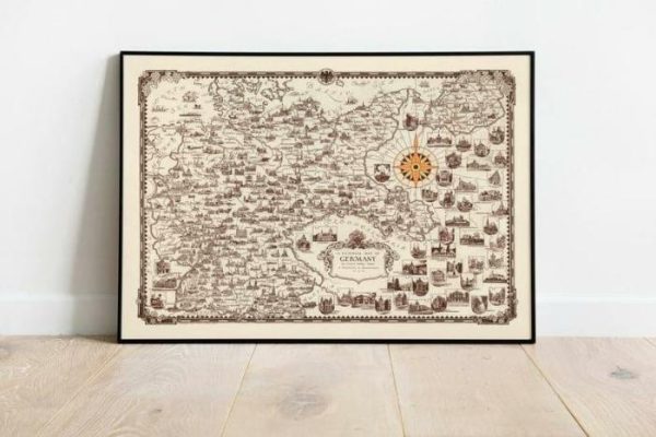 Vintage Wall Art | Pictorial Map Of Germany 1935, Vintage Map Print, 24×32 inches Vintage Wall Art Vintage Wall Art